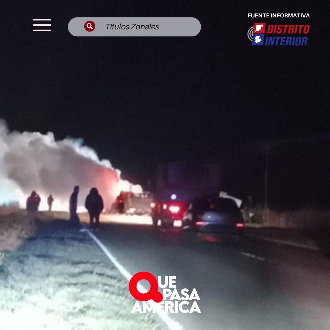Chocaron dos camiones en la Ruta 33 cerca de Rufino, uno se prendió fuego