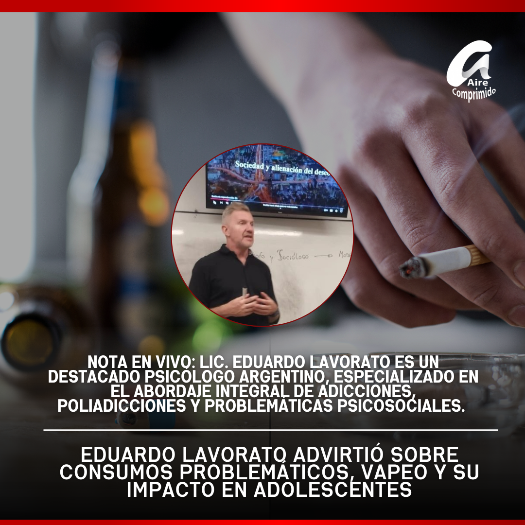 Eduardo Lavorato advirtió sobre consumos problemáticos, vapeo y su impacto en adolescentes