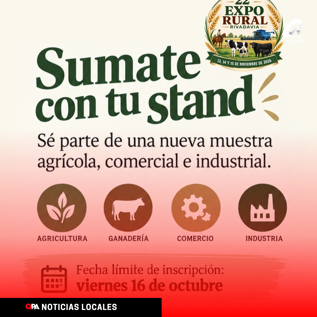 Expo Rural Rivadavia 2026: convocan a comercios y emprendimientos a participar con sus stands